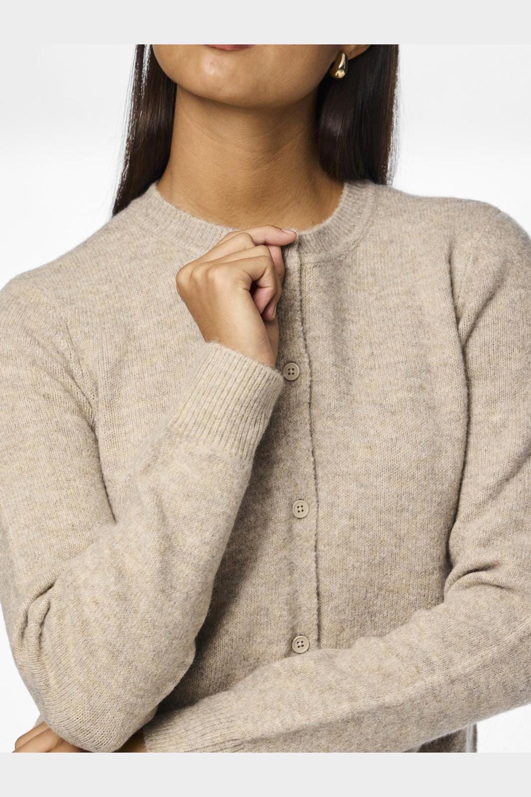 Pieces Pcmalou Ls Knit Cardigan 4635853 taupe gray melange