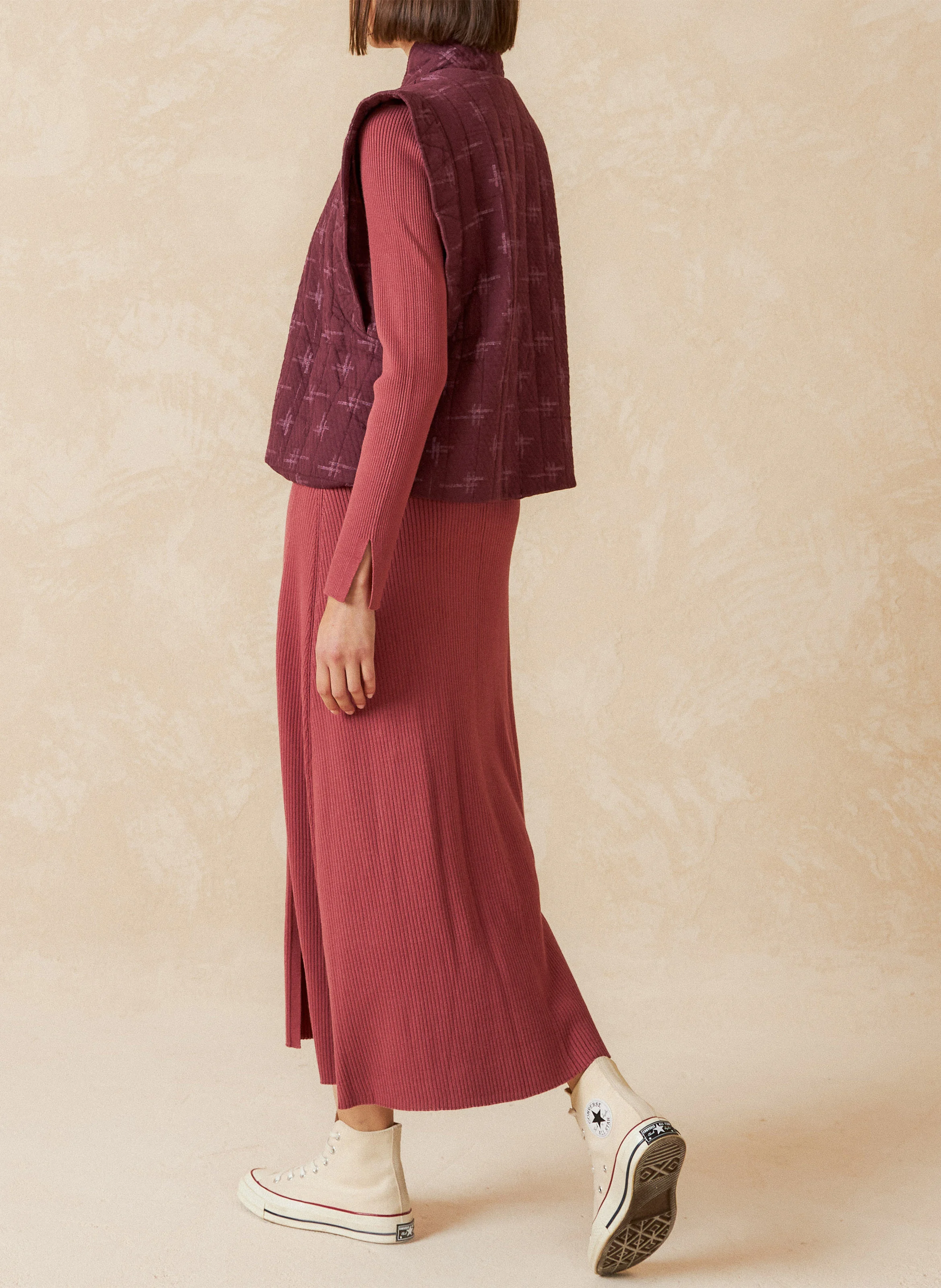 Veste col kimono en coton bio| Violet