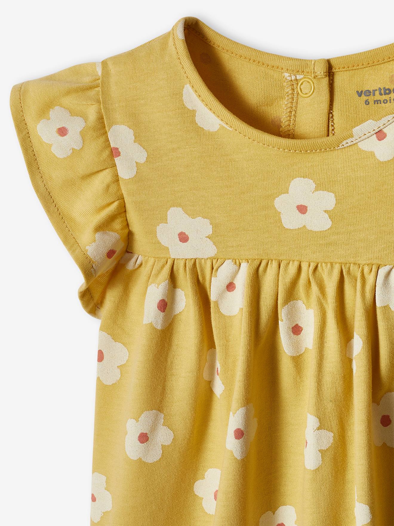 vestido de bebê de tricô amarelo claro