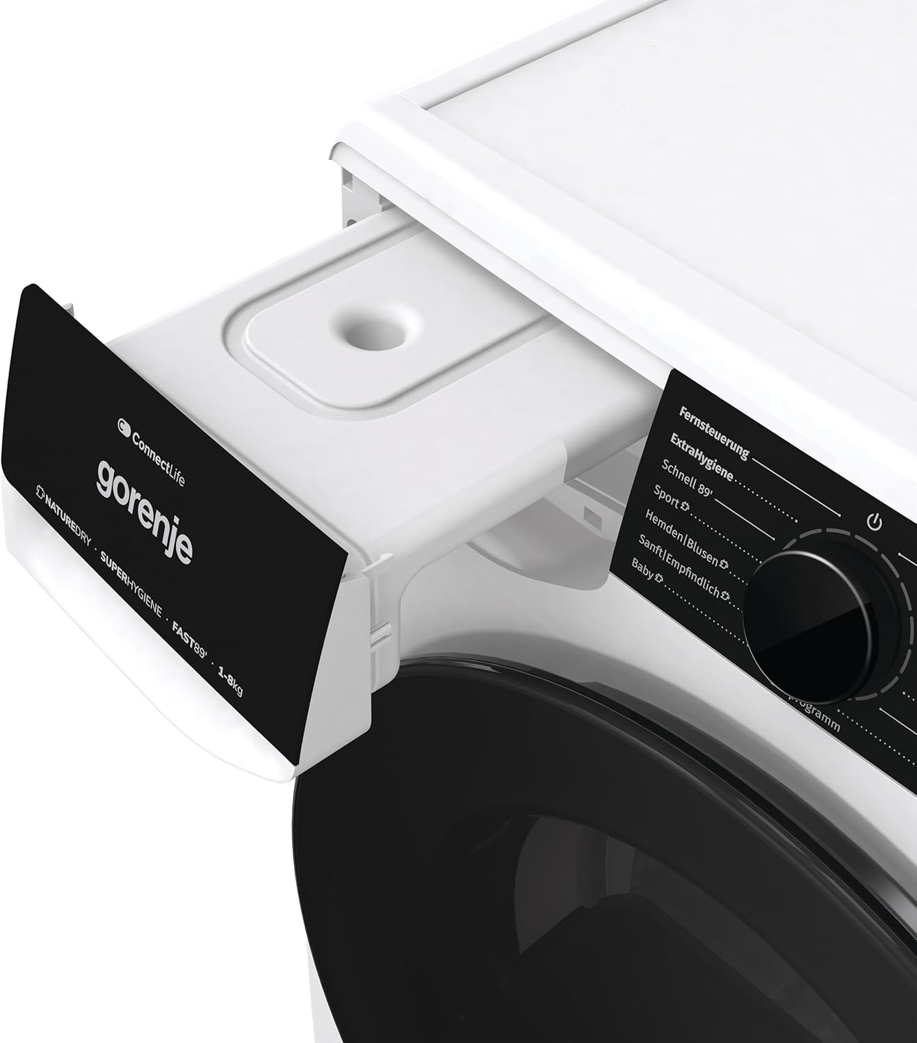 Gorenje DPNA83W Wärmepumpentrockner, 8 kg Kapazität, 15 Programme, ConnectLife WiFi, Auto Drain, Made in EU, Nature Dry, Twin Air, Sportprogramm, Schnellprogramm Energieklasse C