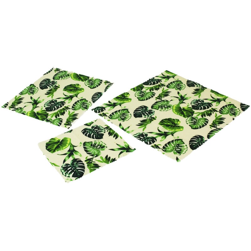Pack 3 emballages - Cire d'abeille - Motifs feuilles