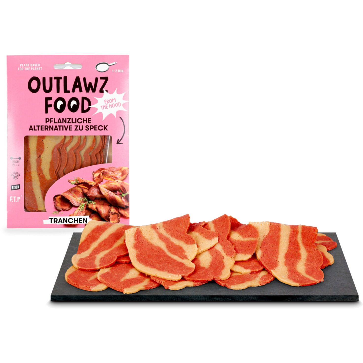 Outlawz Food vegane Alternative zu Speck Tranchen -