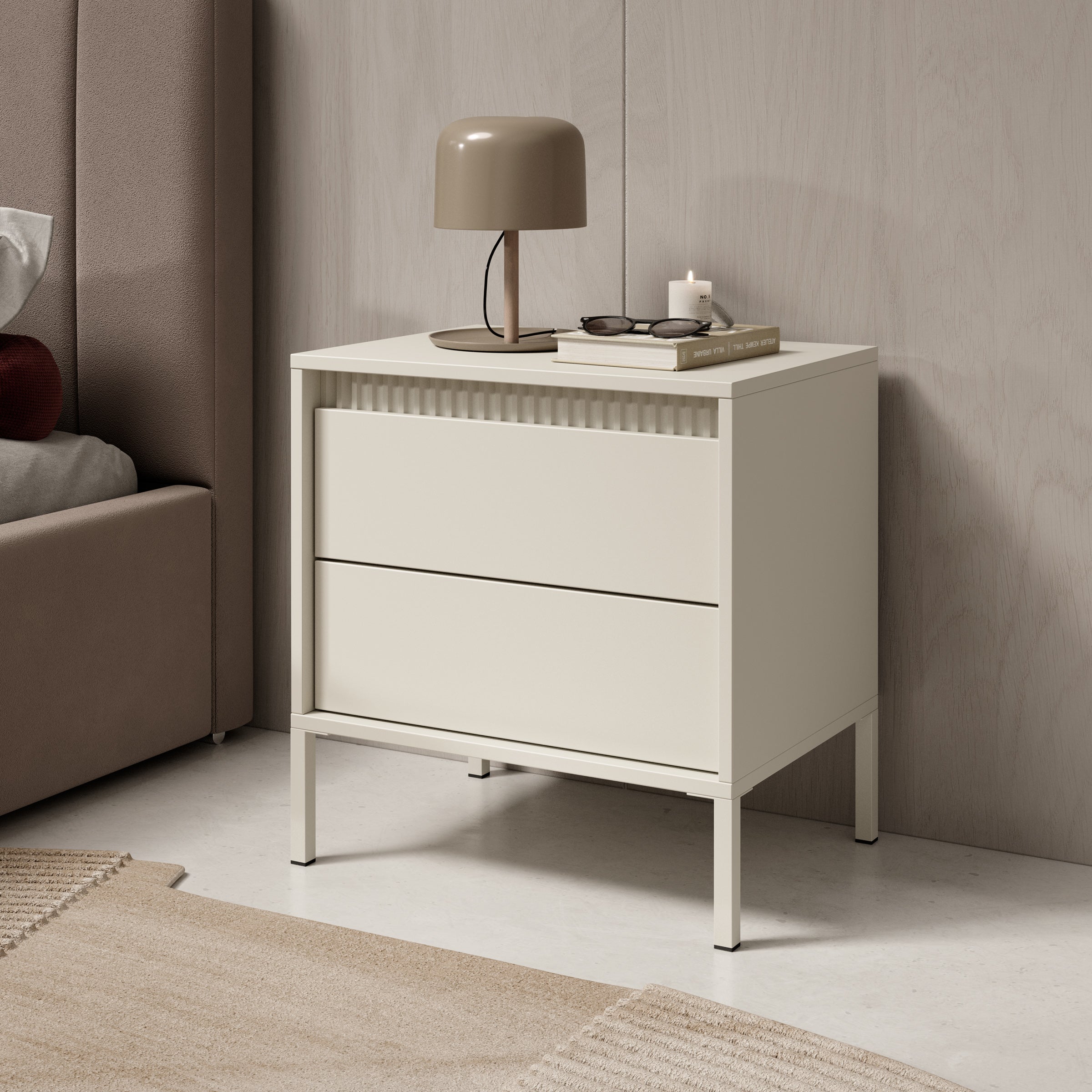Meubella - Saran - Nachtkastje - Beige - 54 cm