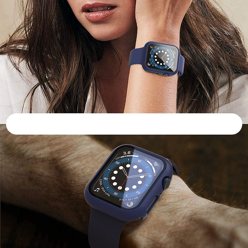 (2er Set) Apple Watch 7 (45 mm) Hardcase Bumper   Schutzglas - Dunkelblau