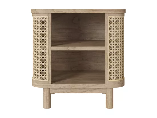 Table de chevet en bois massif et cannage - Antik