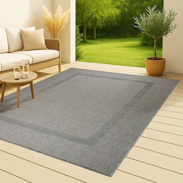 my home Teppich »Venedig Bordüre auch als Läufer erhältlich« rechteckig 3 mm Höhe In- und Outdoor geeignet, Sisal-Optik, Wetterfest & UV-beständig