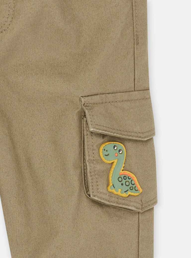 Pantalon en twill couleur vert militaire bébé garçon