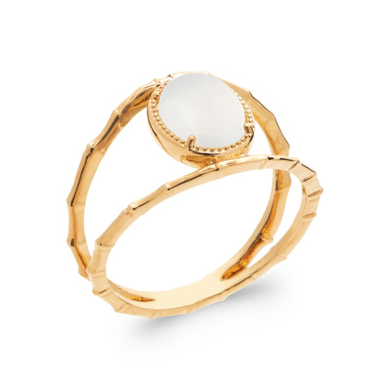 Bague Femme - Plaqué Or - Pierre de lune