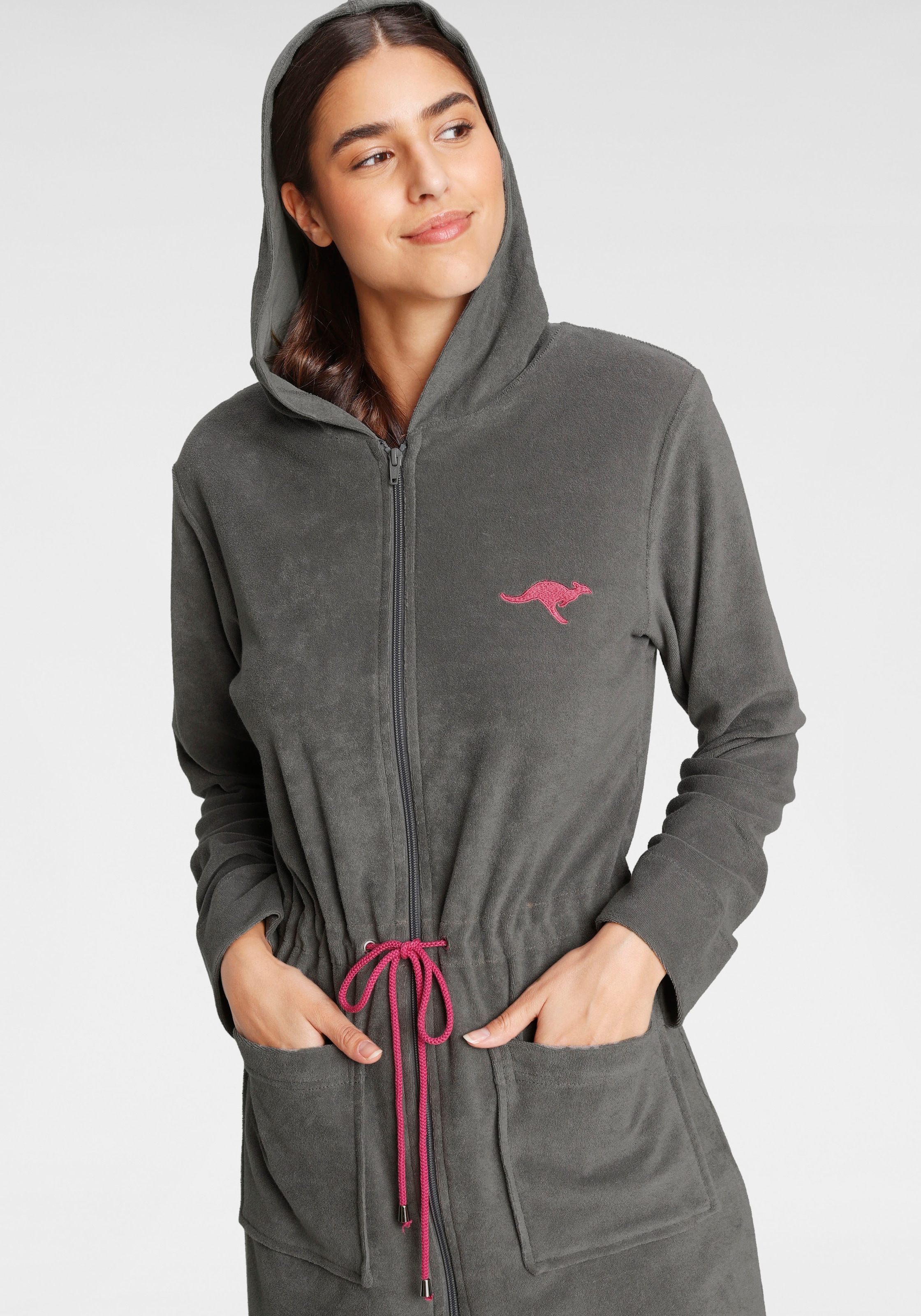 KangaROOS Damenbademantel »Kira, ideal für Sauna & Spa, Hotelbademantel, Morgenmantel«, 1 Stk. mit Bindekordel, kurz, Bademäntel für Damen, XS-3XL