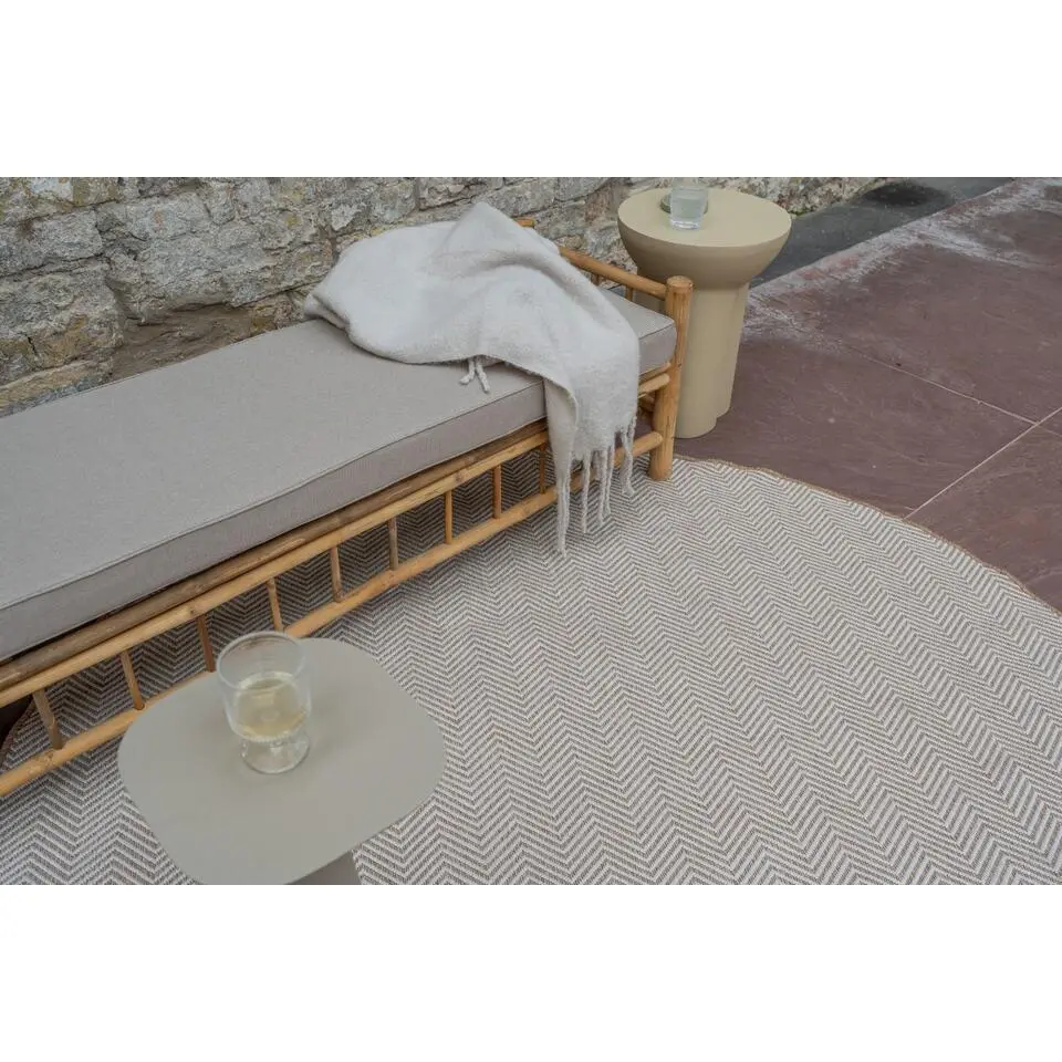 Interieur05 rond buitenkleed jute naturel zigzag - 240 x 240 cm