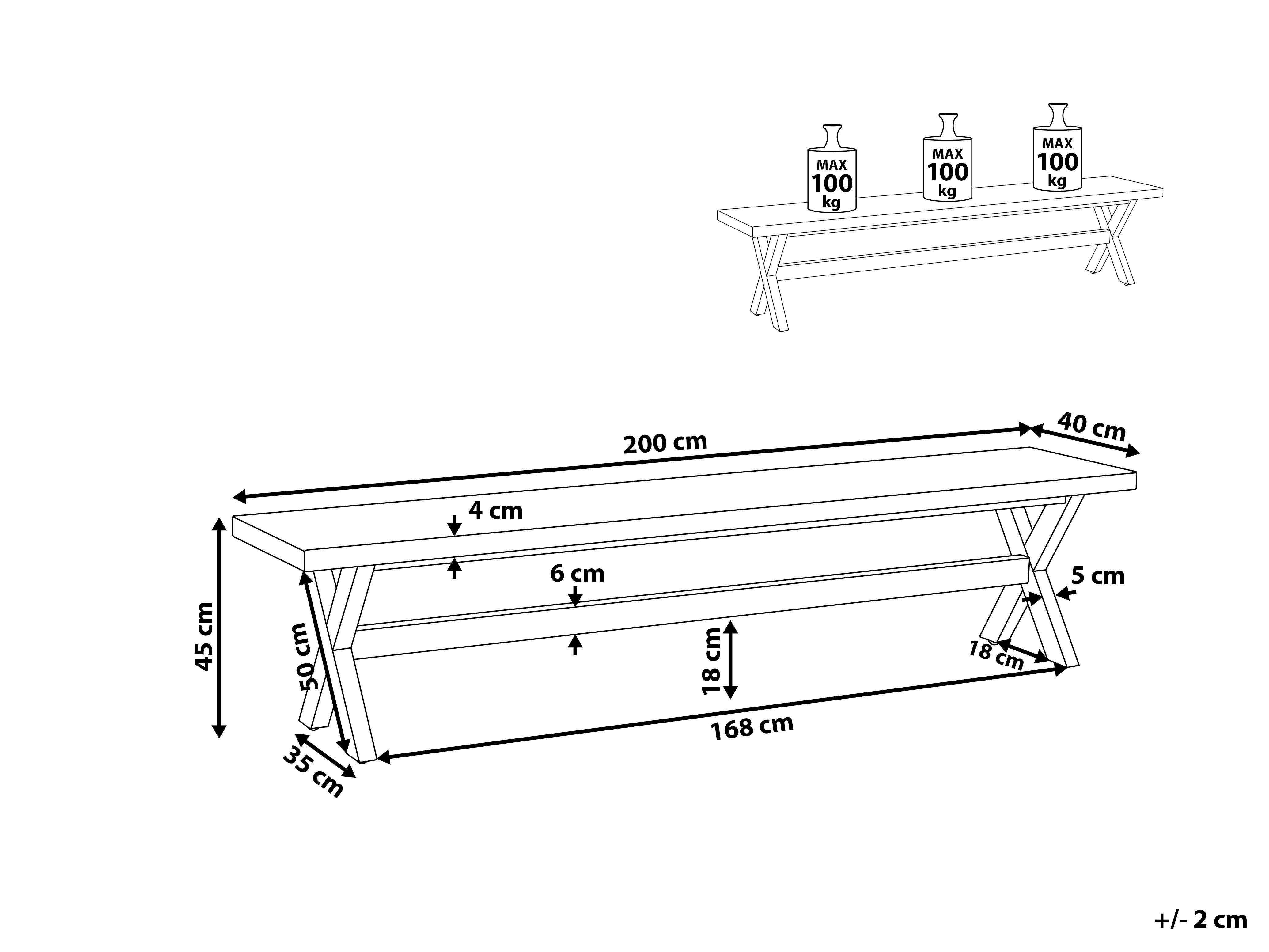 Tuinbank OLBIA 200 cm Beton Wit