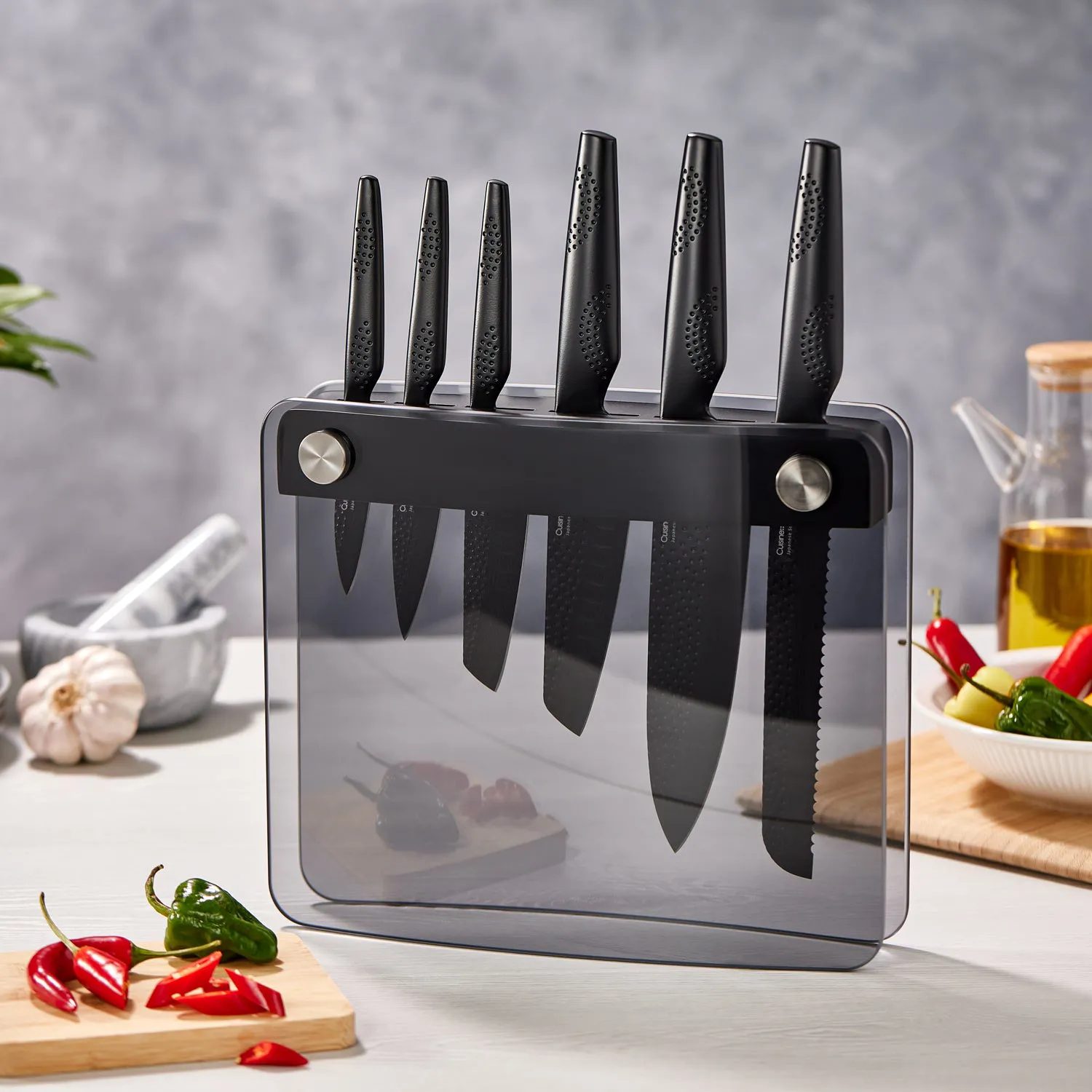 THE CUSTOM CHEF™ iD3® BLACK SAMURAI™ Sakai Knivblok - 7 dele
