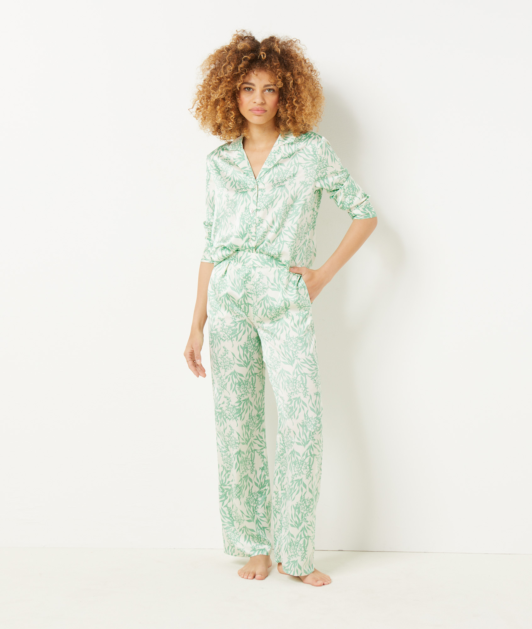 Pantalon de pyjama imprimé coupe évasée