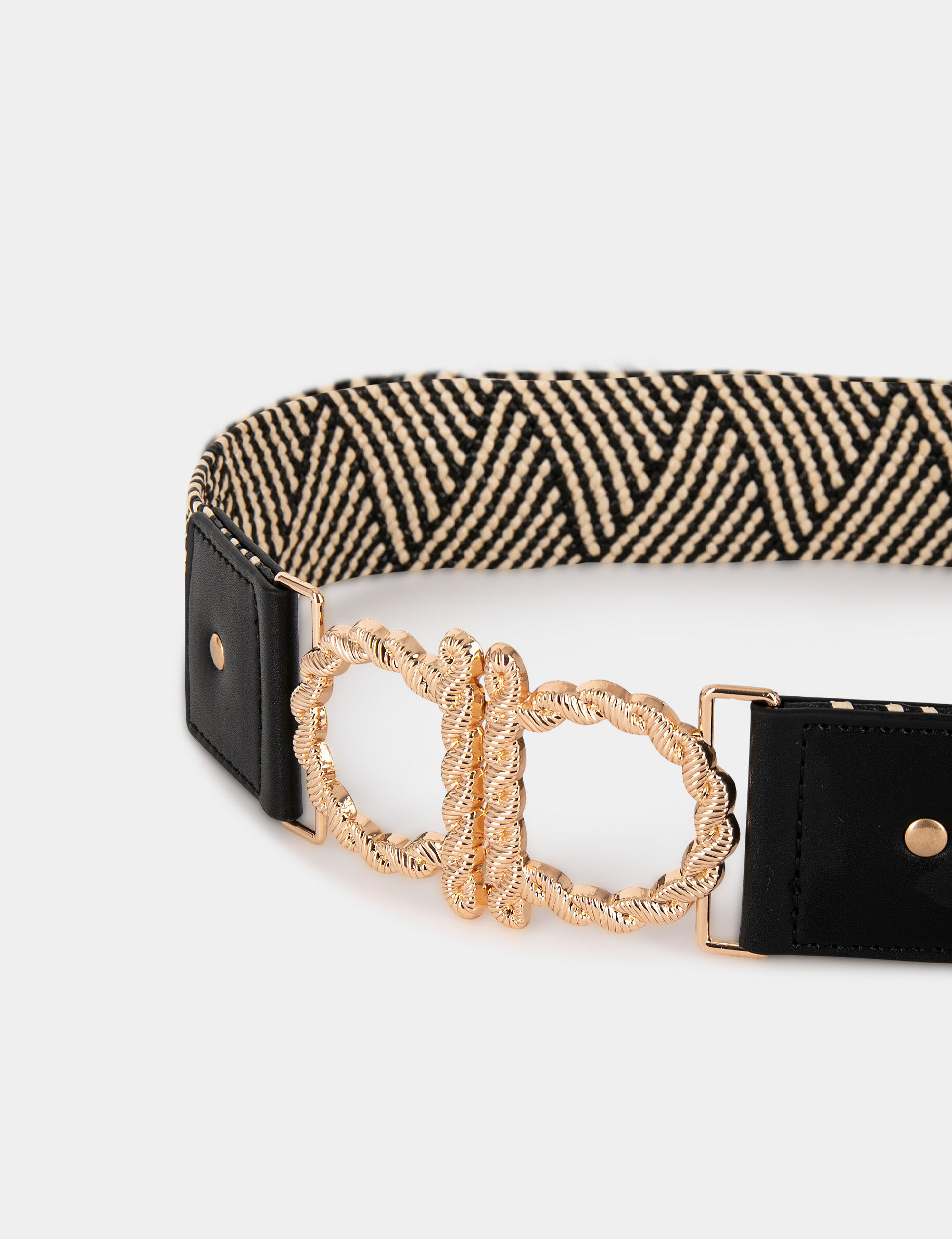 Ceinture à passants avec effet graphique noir femme - noir