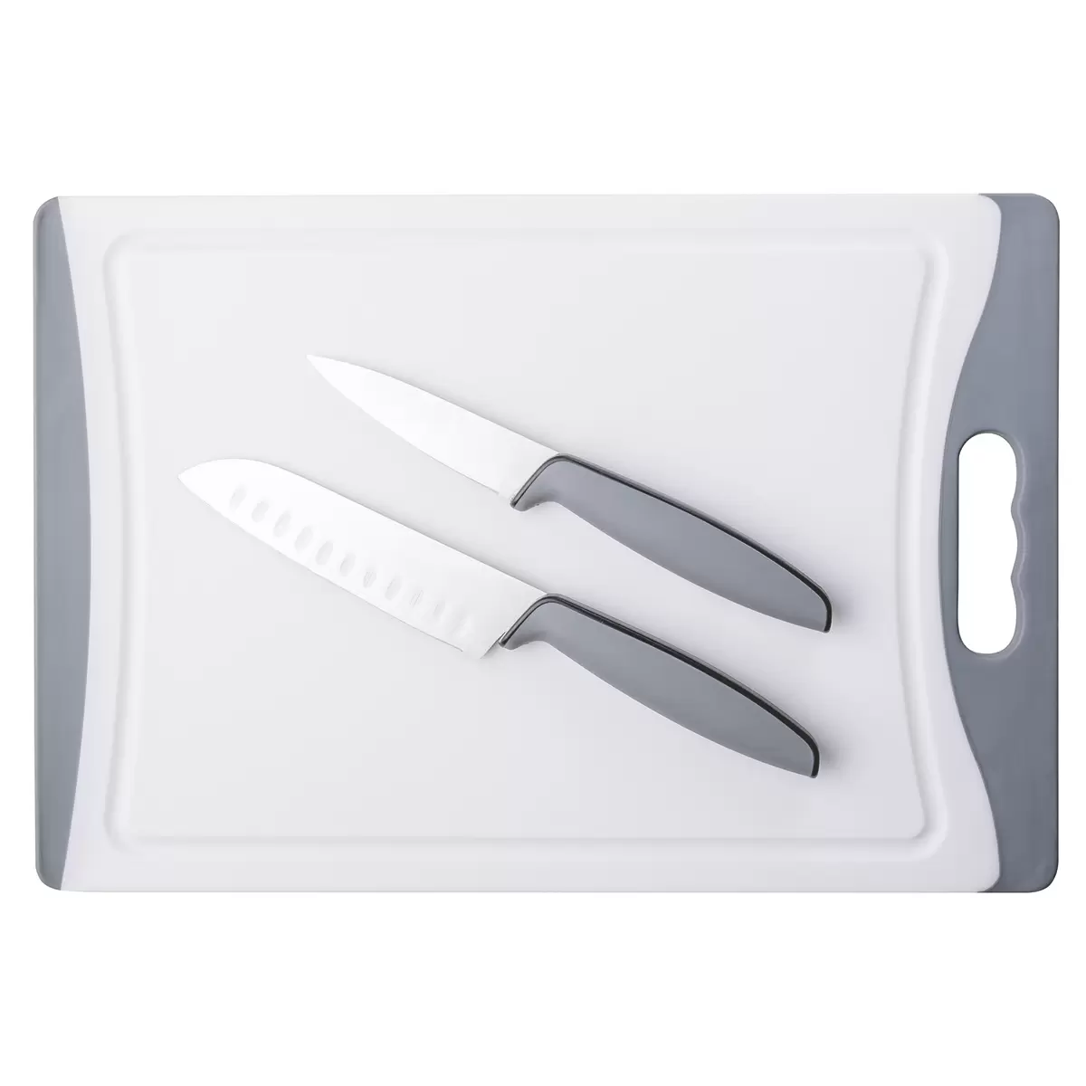 Messerset mit Schneidebrett Sola Basic Kitchen weiss,silber,grau