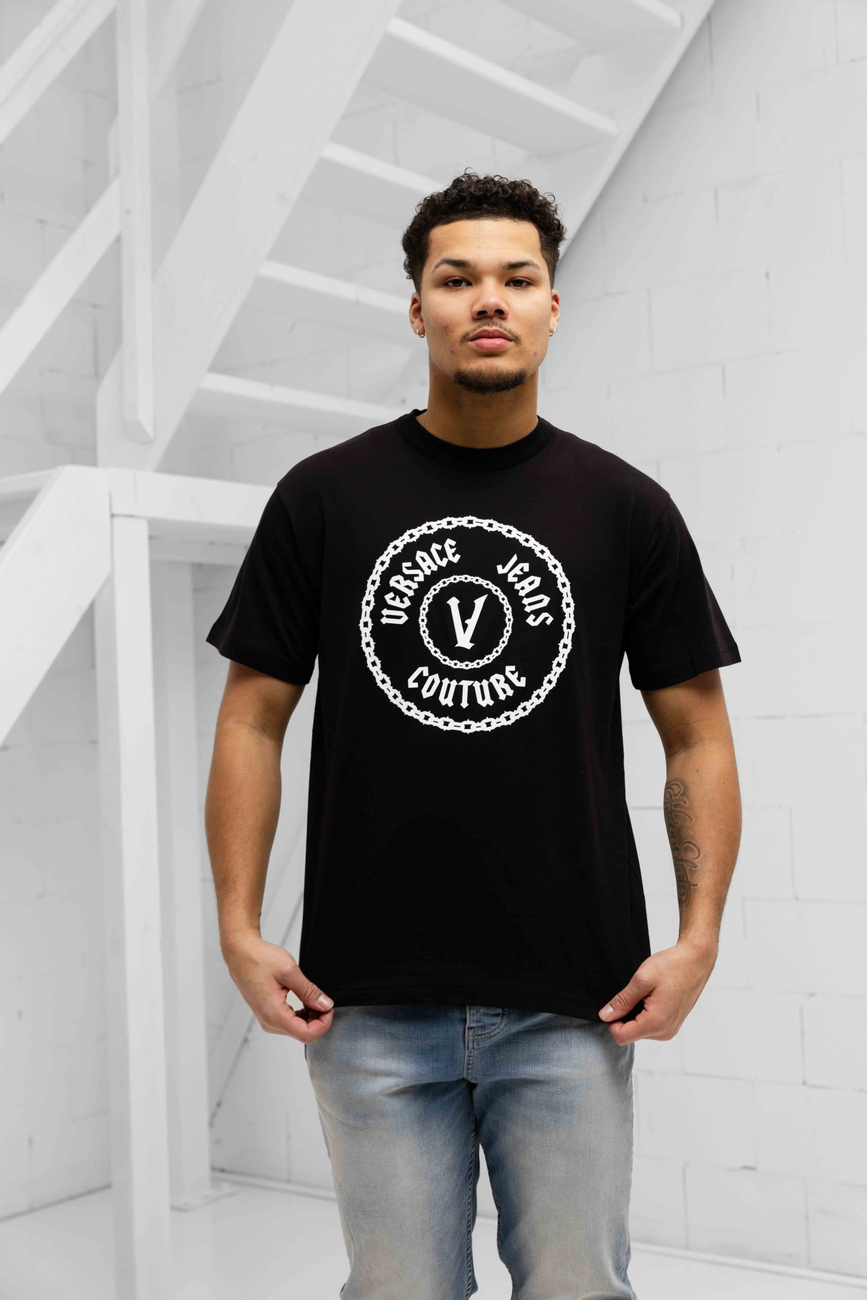 Versace Jeans Couture Chain T-Shirt Heren Zwart/Wit