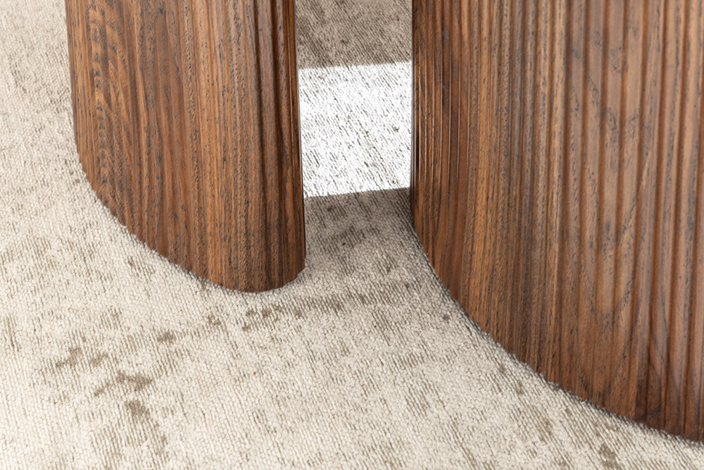 2er Set Couchtische OSAKA 120cm champagner greige Travertin Keramik Walnuss