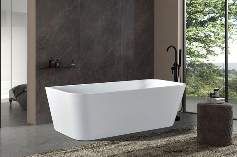 ZEZA - Grand - Half Vrijstaand Bad - Glans Wit - Acryl