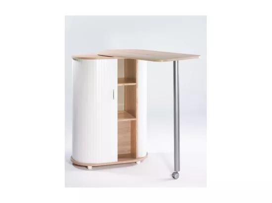 Mange debout et meuble de rangement chêne naturel et blanc Kitchou