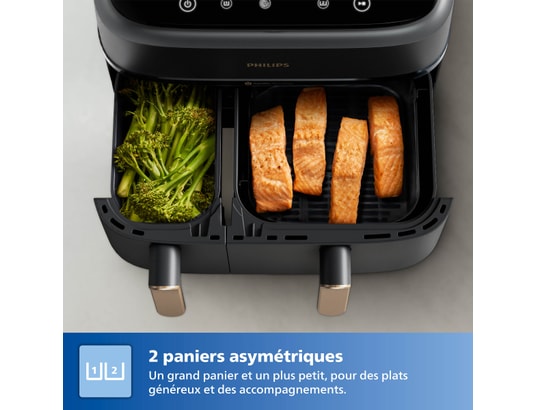 PHILIPS - Friteuse à air chaud NA352/04 Air Fryer 9L double panier + grille XL