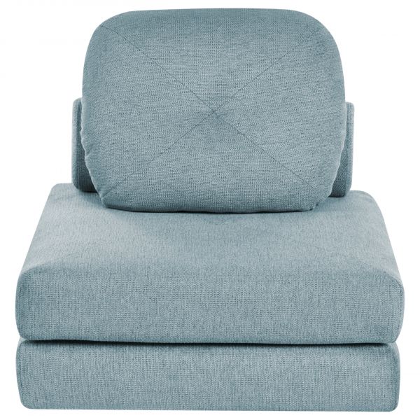 Sofá Cama Beliani Estofado em Tecido Azul Claro Cama Individual Dobrável com Almofada Design Moderno