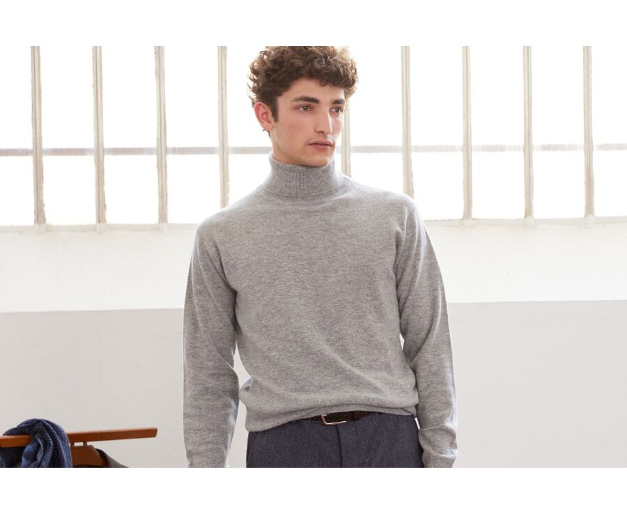 Pull laine homme col roulé Gris Chiné - EMERIC