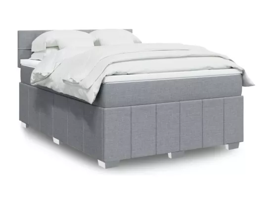 Sommier à lattes de lit avec matelas Gris clair 140x190cm Tissu
