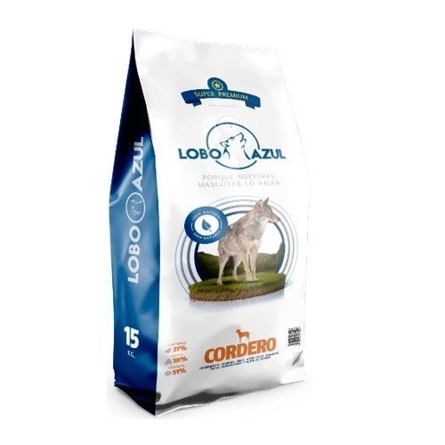 Ração Blue Wolf sabor cordeiro para cães adultos.