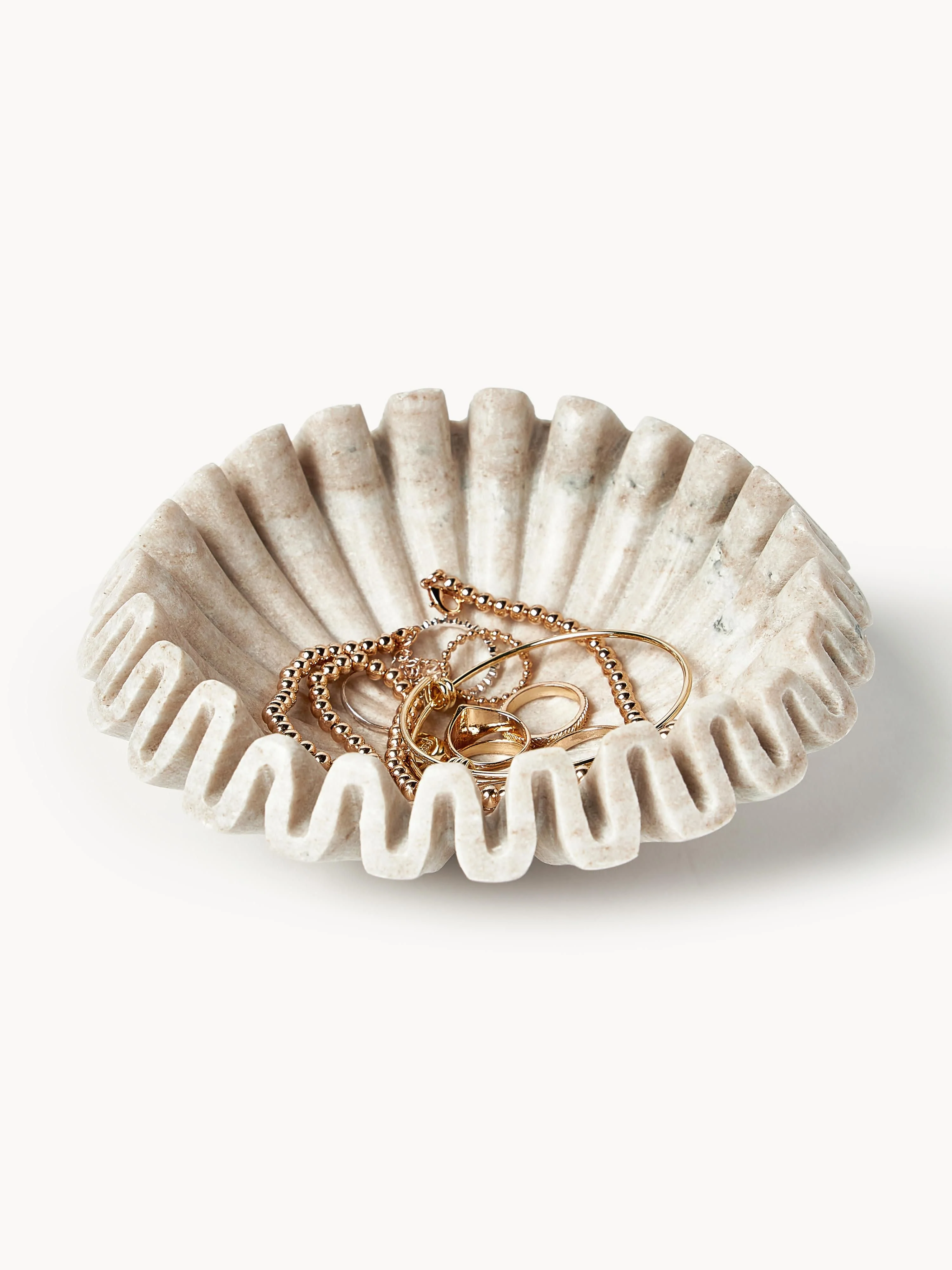Handgemaakte decoratieve schaal Santorini van marmer, Ø 18 cm