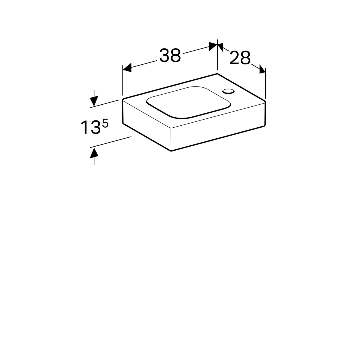 Geberit iCon fontein met kraangat rechts 38cm wit