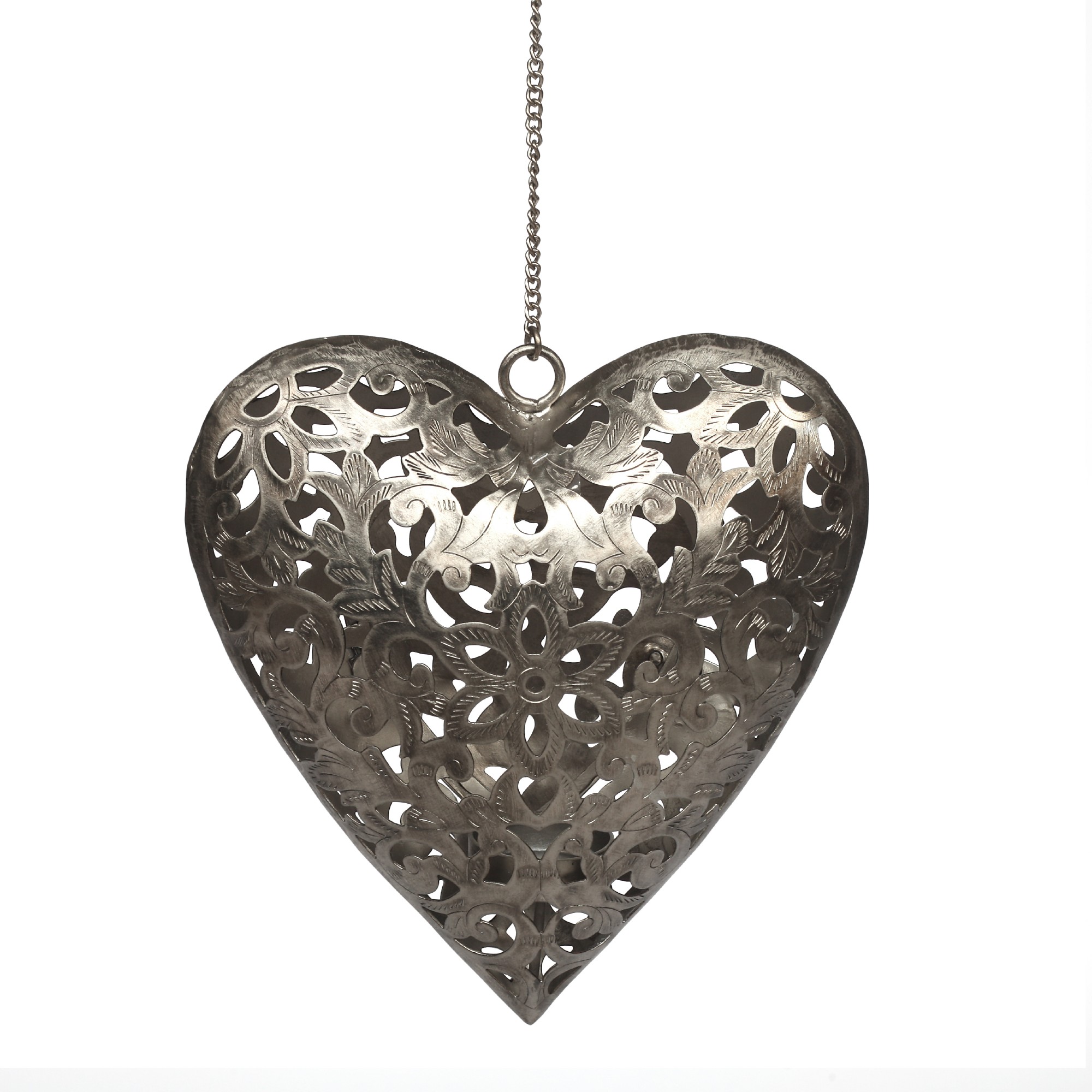 Herzanhänger mit Teelichthalter, silber, H 20 cm, B 19 cm, L 7,5 cm günstig bestellen