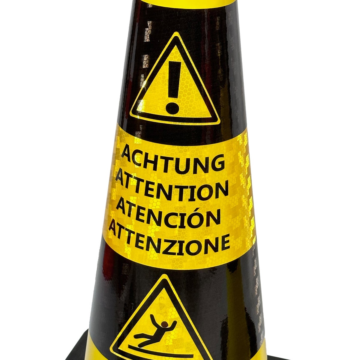 UVV verkeerskegel Let op Gladde helling (Tekst/Logo) 75cm 4,5 kg geel zwart reflecterend