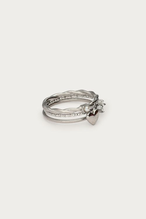 Driedubbele ring love met strass
