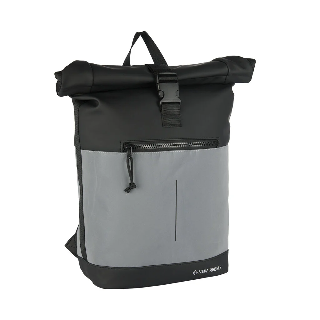 New Rebels Bowie New York Rolltop Backpack Reflective Part Black