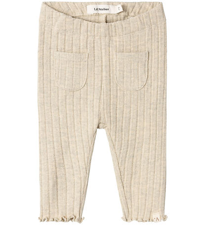 Lil' Atelier Leggings - NbfNiva - Gebleicht Sand/Melange