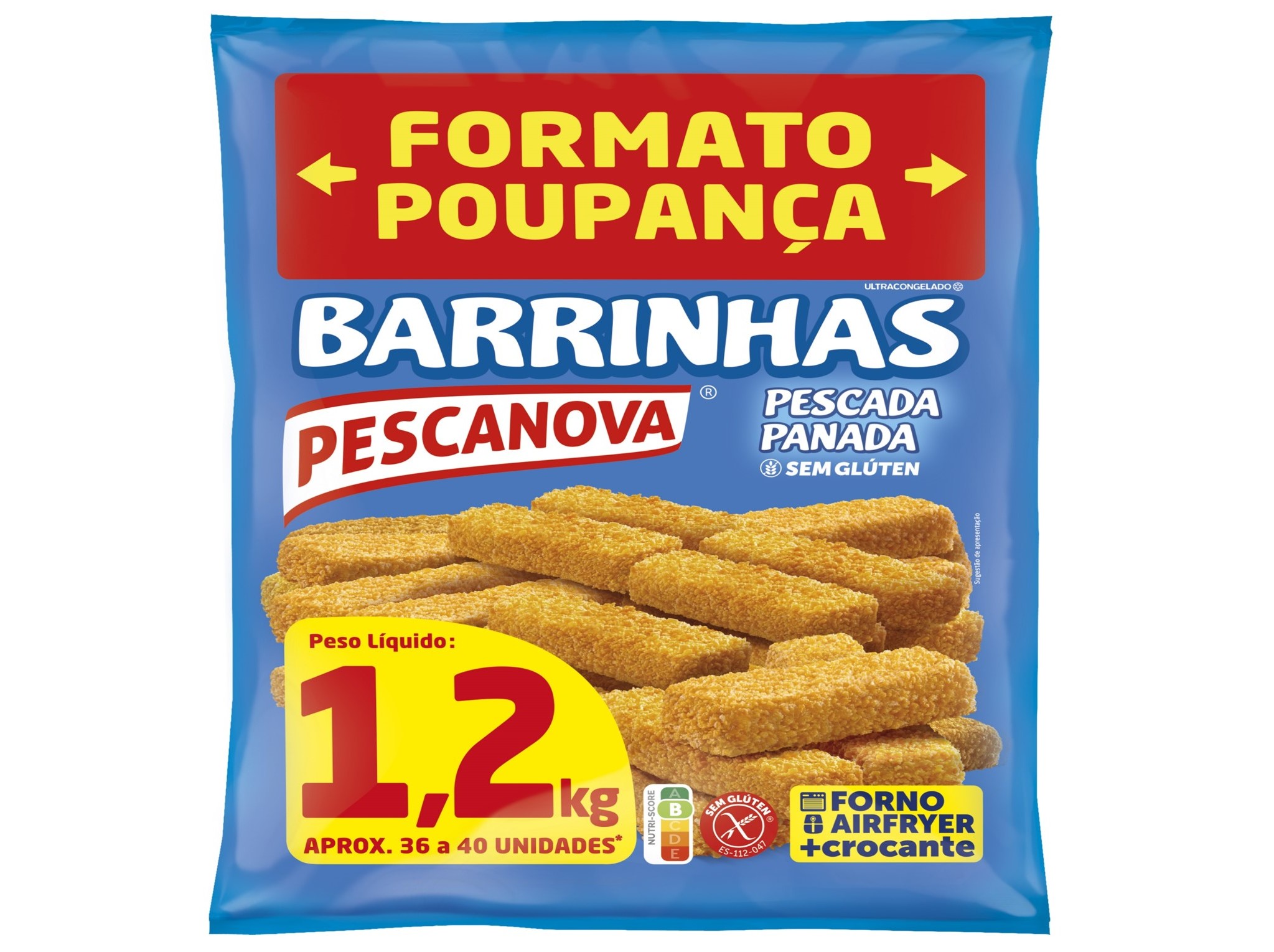 BARRINHAS PESCANOVA PESCADA PANADA S/GLUTEN 1.2KG