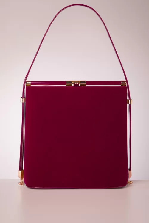 Banned Retro Felicia Velvet handtas in bordeauxrood