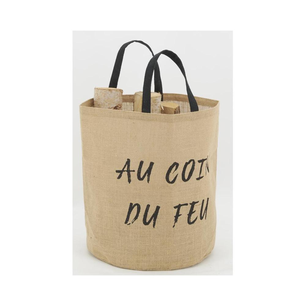 Sac rond en jute naturel plastifié au coin du feu