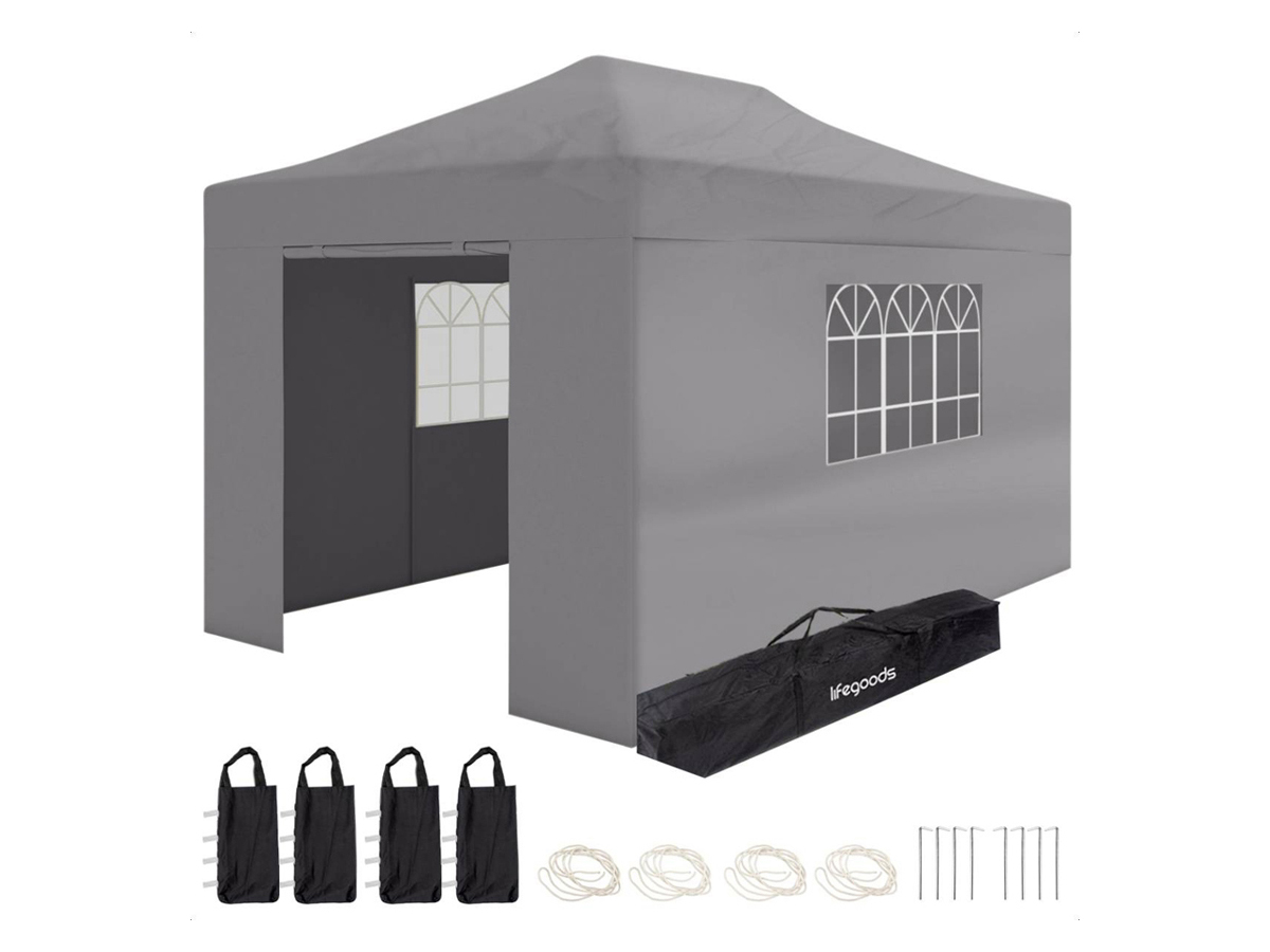 LifeGoods 3 x 6 meter partytent met zijwanden- Dark Grey