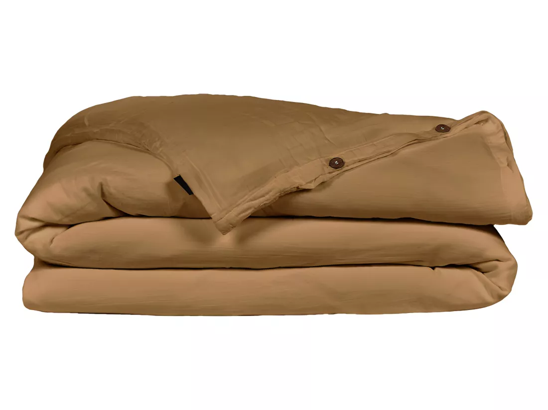 Housse de couette gaze de coton double 220 x 240 cm camel - PEPA 3