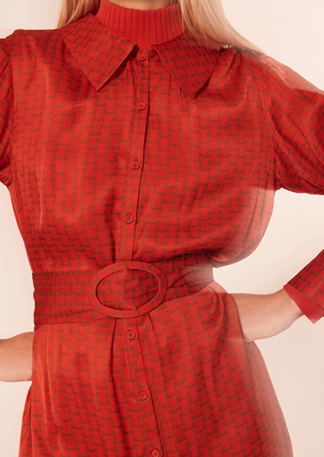 Robe Rachelerouge imprimée monogramme