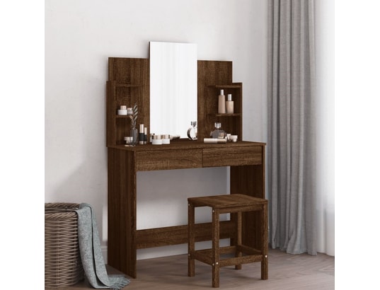 VIDAXL - Coiffeuse avec miroir chêne marron 96x39x142 cm
