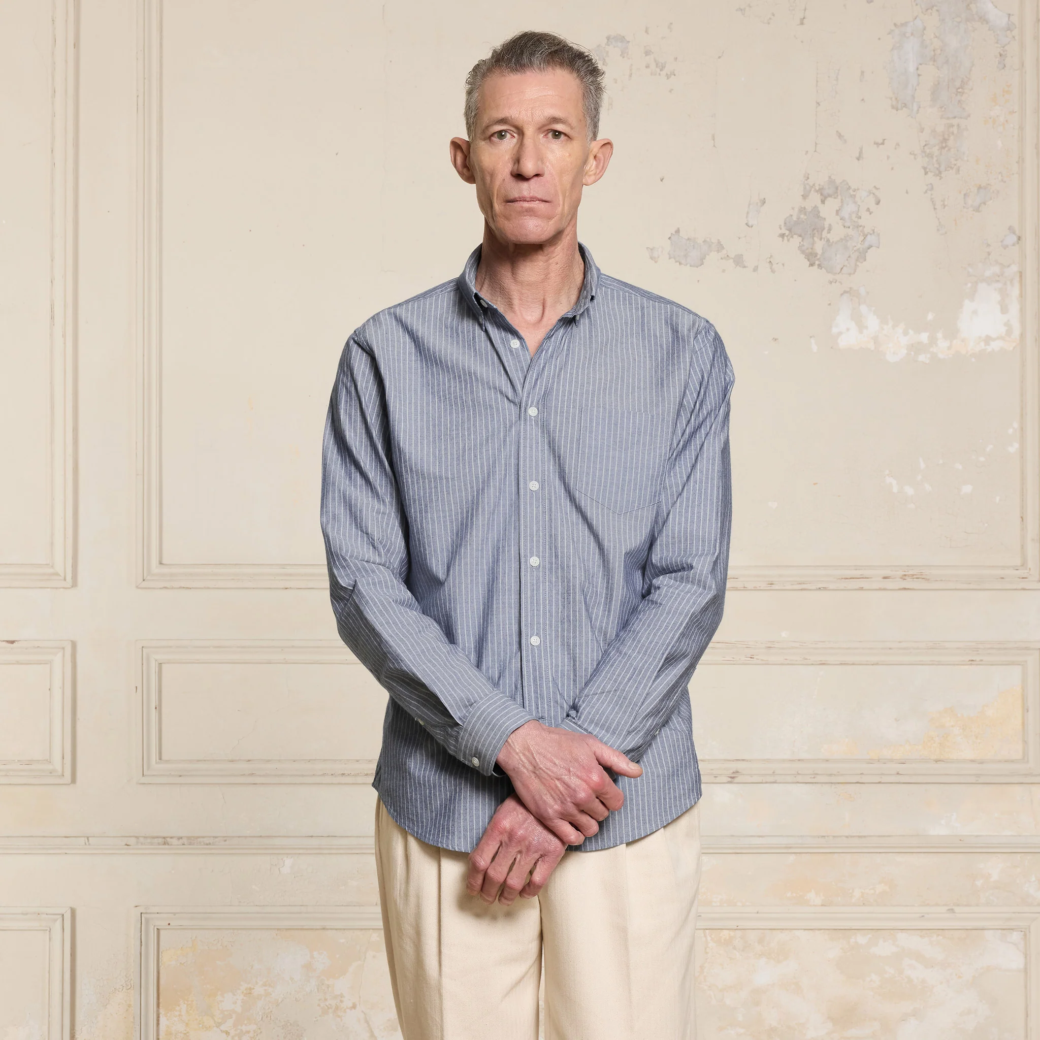 Blue striped cotton shirt