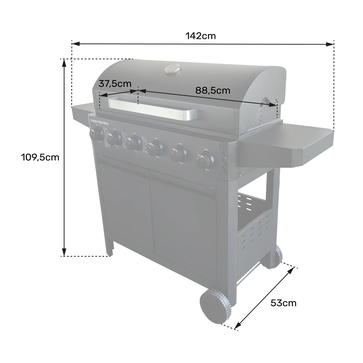 Barbecue au gaz IZALCO - 6 brûleurs 15kW Happy Garden