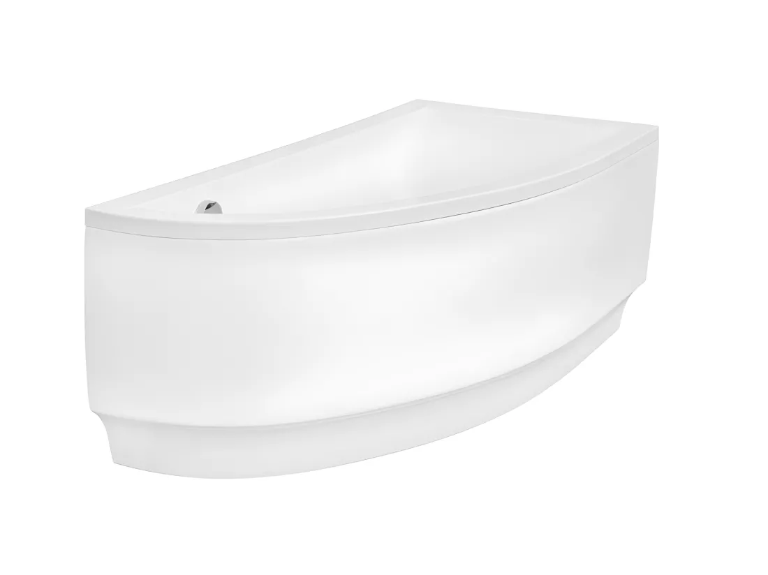 Baignoire asymétrique + tablier blanc + repose tête - PRAKTIKA - 150 x 70 cm - Gauche