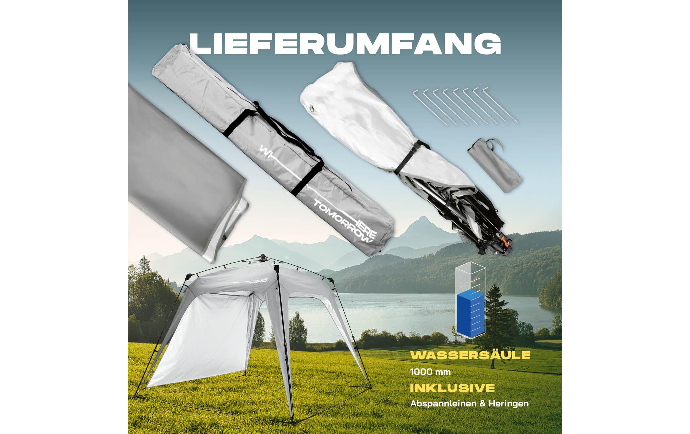 Pavillon Pop Up - Hellgrau<br>Outdoor-Pavillon mit Seitenschutz
