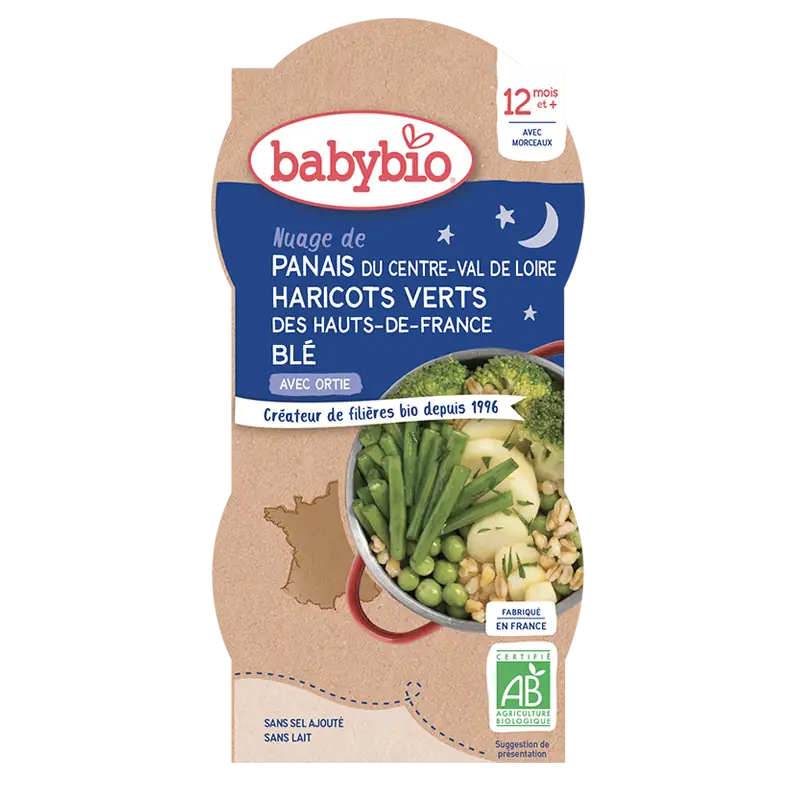 Repas bébé soir Haricots Verts De Nos Regions Panais Du Centre-Val De Loire Ble Bols - 2x200g