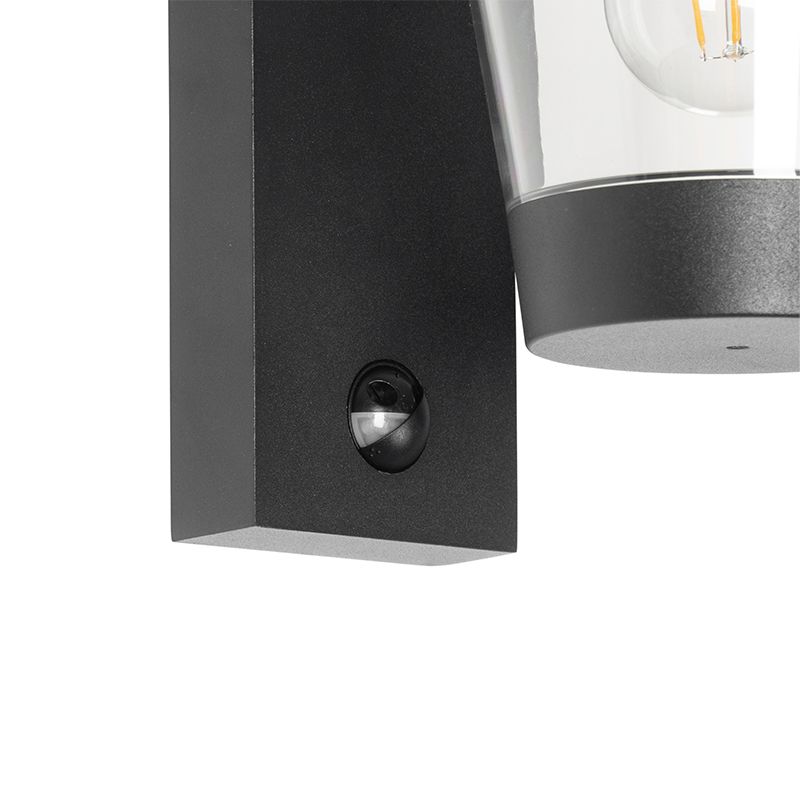 Buiten wandlamp zwart IP44 met bewegingssensor - Joren