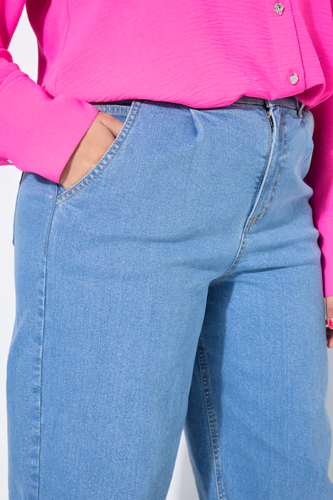 Ballon-Jeans, Wide Shape, 5-Pocket, Elastikbund, mid blue denim