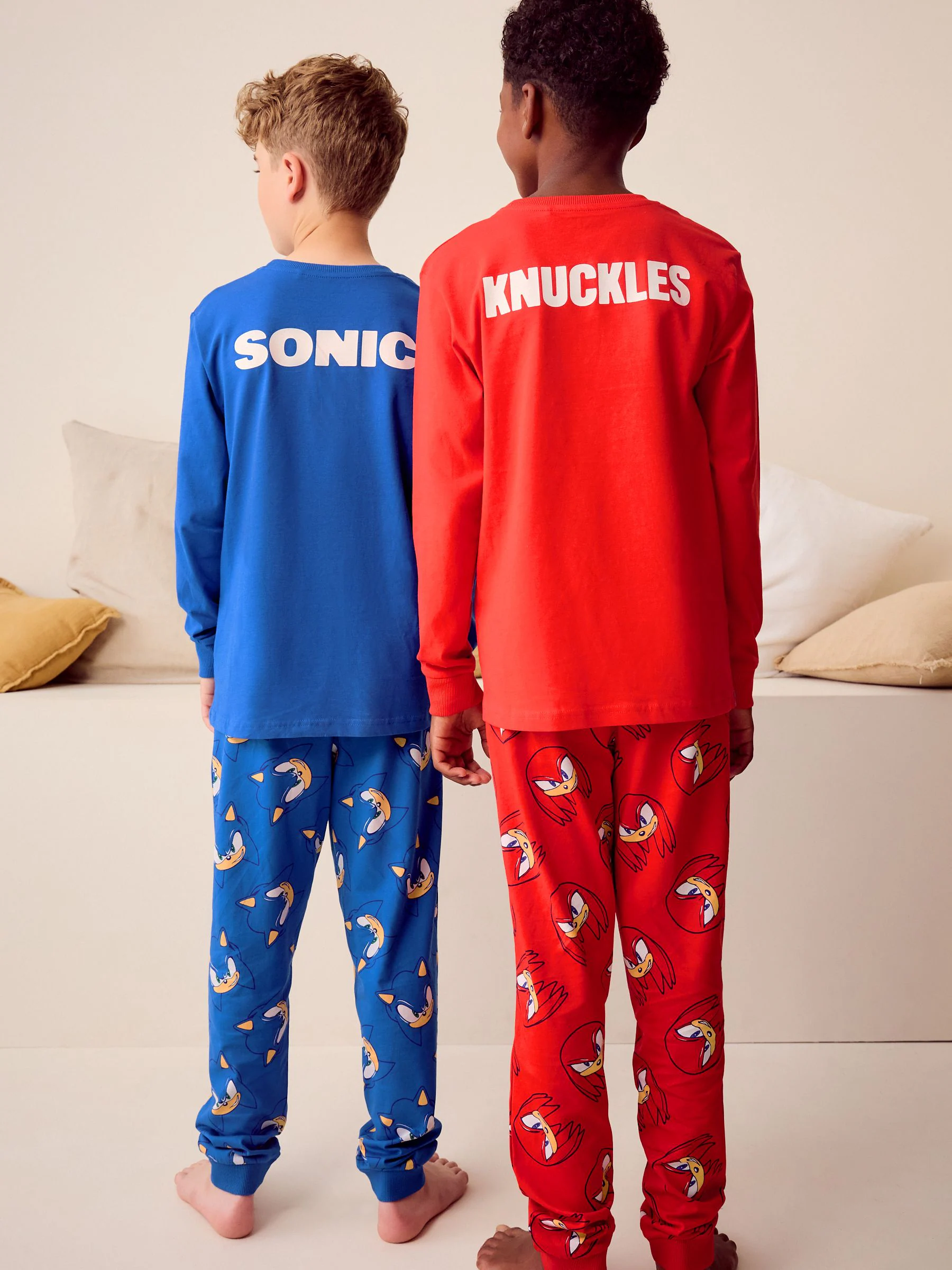 Blauw/Rood Sonic en Knuckles - Verpakking van 2 pyjama's met lange pijpen (3-14 jr)